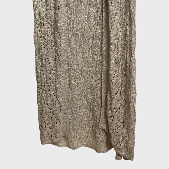 Belldini Duster Sleeveless Cardigan Size L Beige Asymmetrical Hem Boho Hippie - Picture 3 of 12